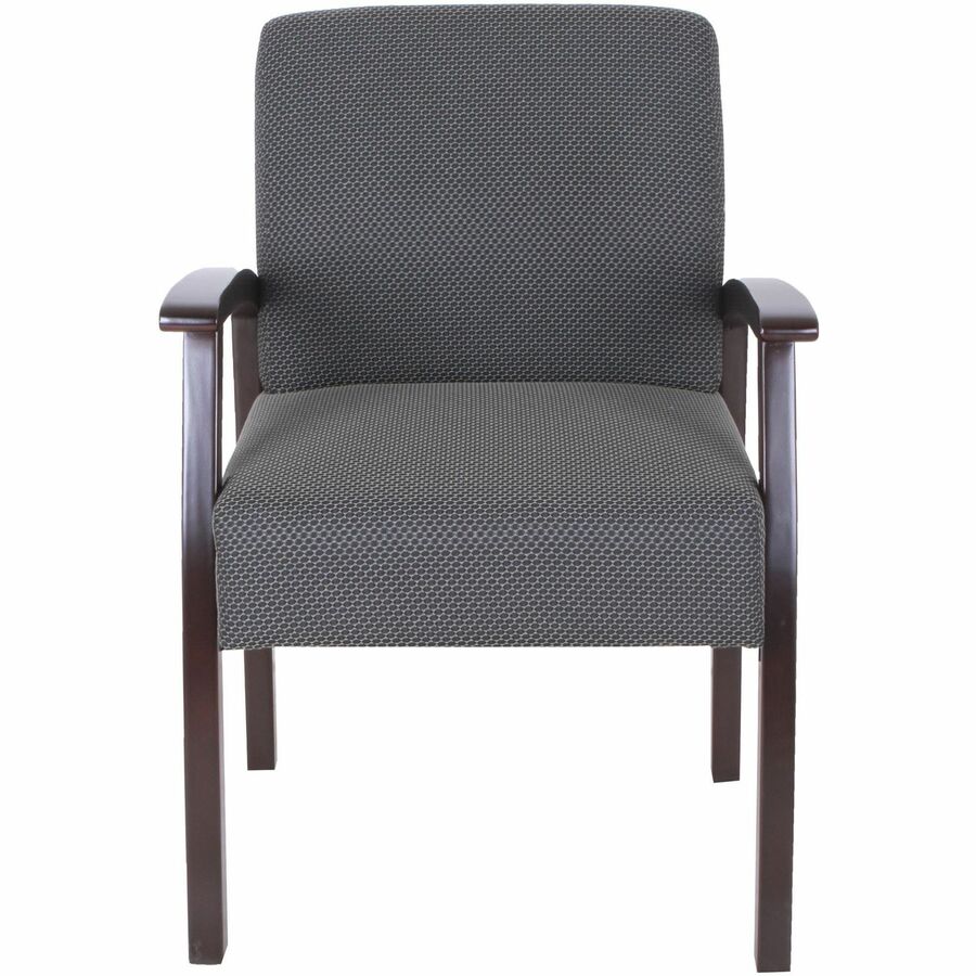 Lorell Thickly Padded Guest Chair - Espresso Frame - Four-legged Base - Charcoal - 1 Each