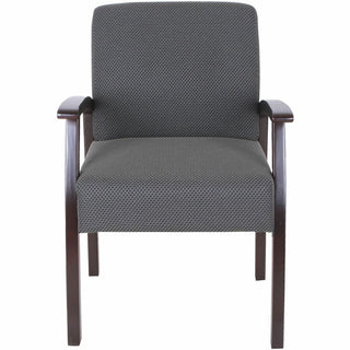 Lorell Thickly Padded Guest Chair - Espresso Frame - Four-legged Base - Charcoal - 1 Each