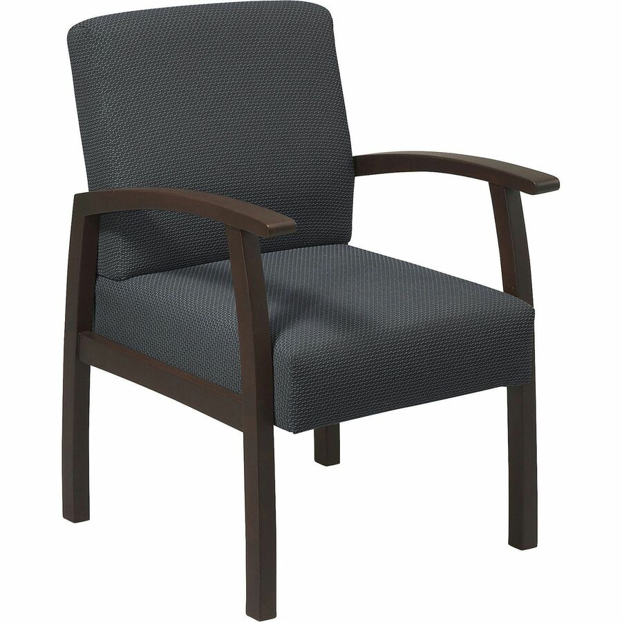 Lorell Thickly Padded Guest Chair - Espresso Frame - Four-legged Base - Charcoal - 1 Each