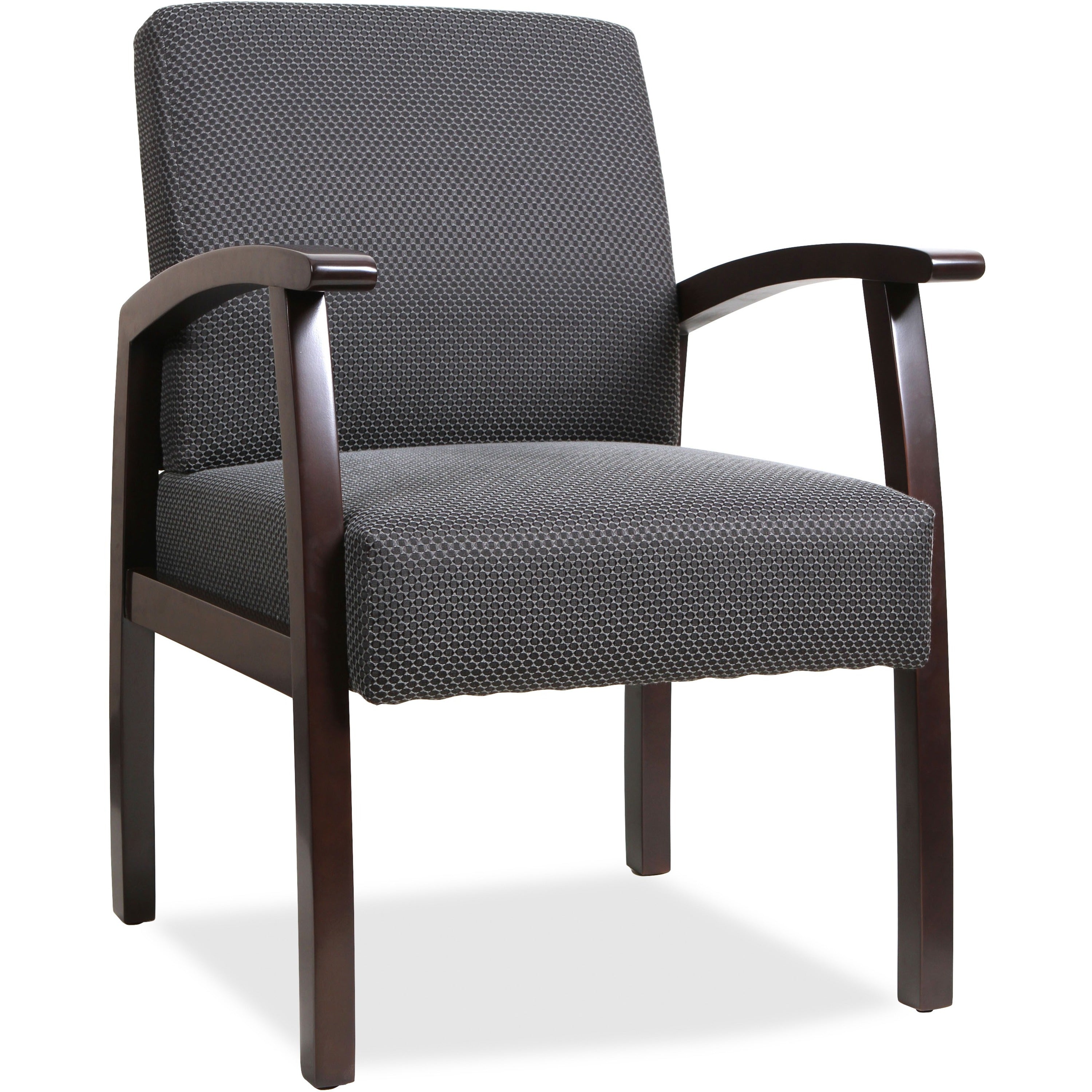 Lorell Thickly Padded Guest Chair - Espresso Frame - Four-legged Base - Charcoal - 1 Each - 