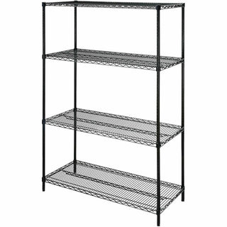 Lorell Industrial Wire Starter Shelving Unit - 48" x 24" x 72" - 4 x Shelf(ves) - 4000 lb Load Capacity - Black - Steel