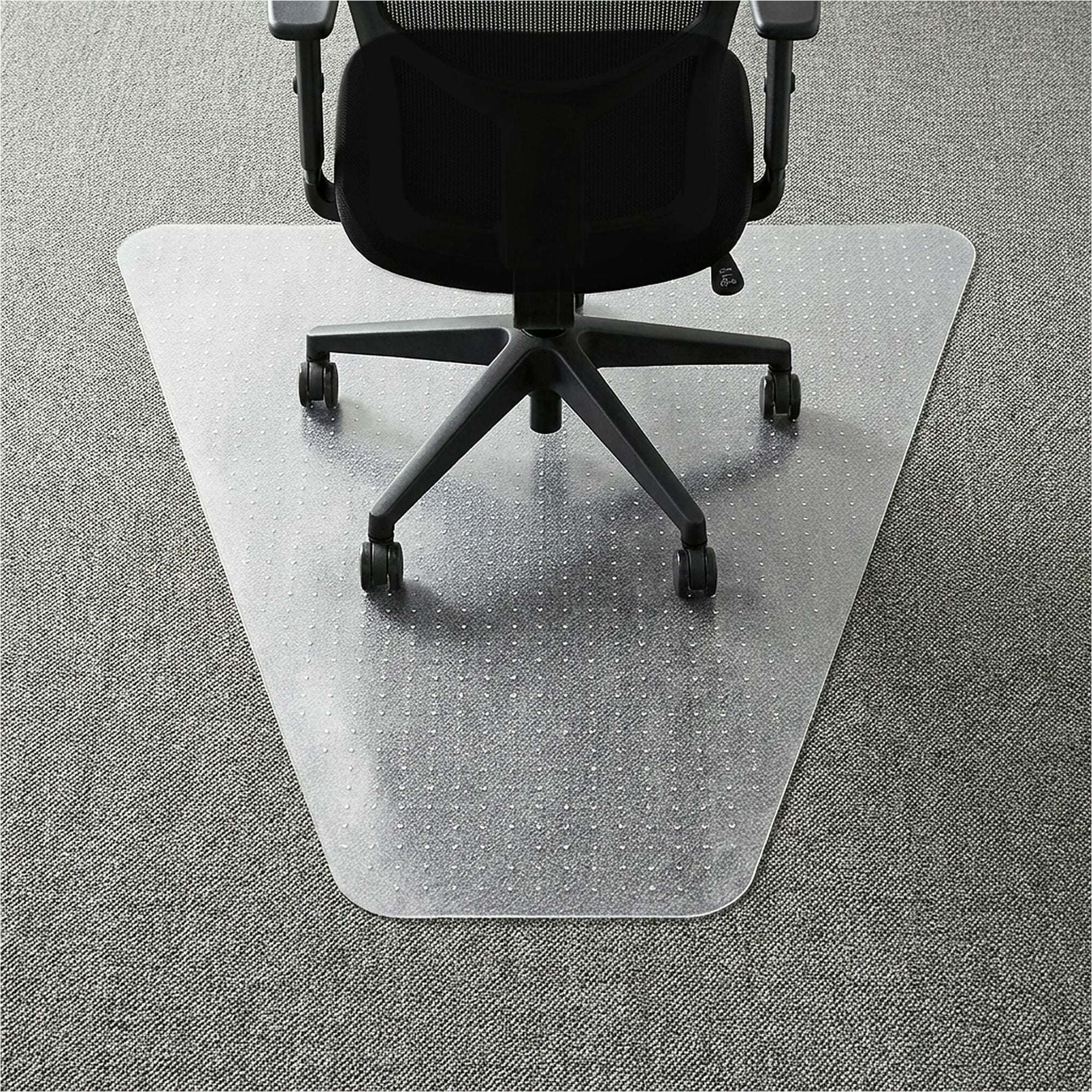 Lorell L-Workstation Medium-pile Chairmat - Carpeted Floor - 66" Length x 60" Width x 0.125" Thickness - Lip Size 12" Length x 20" Width - Vinyl - Clear - 1Each