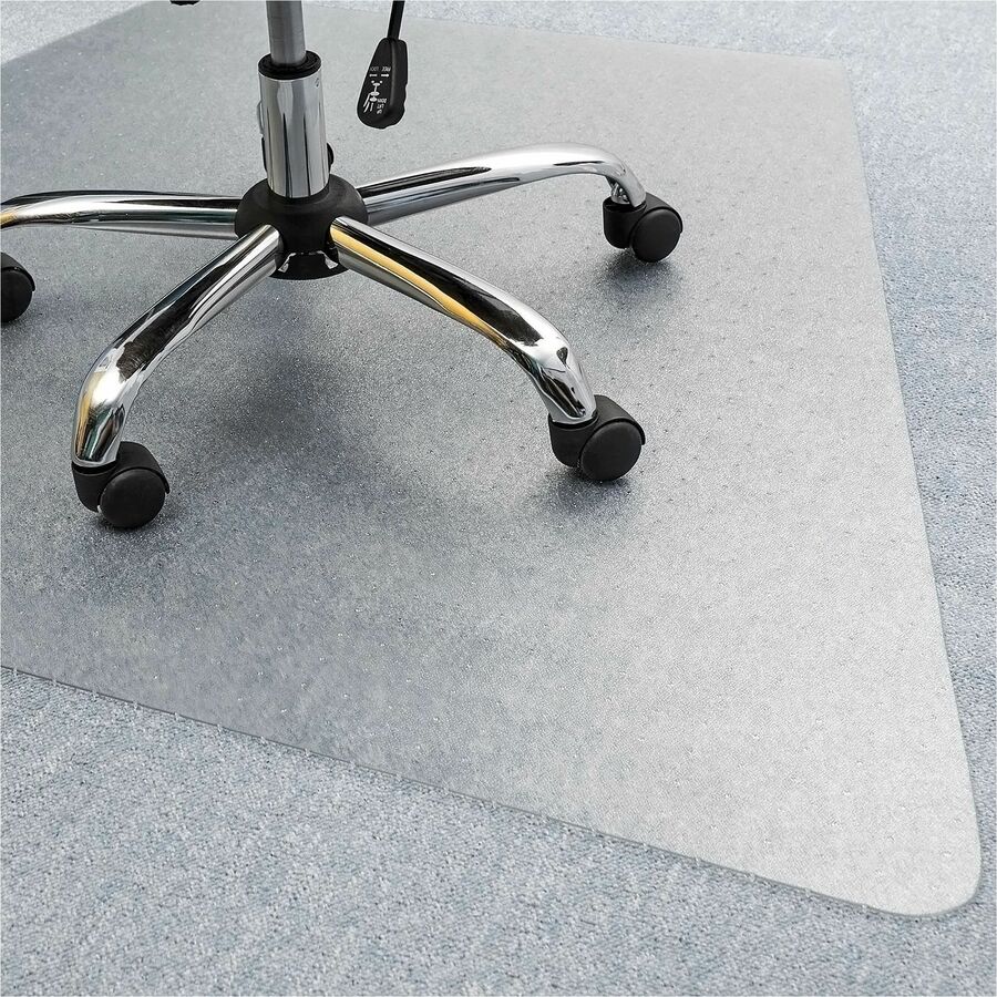 Lorell L-Workstation Medium-pile Chairmat - Carpeted Floor - 66" Length x 60" Width x 0.125" Thickness - Lip Size 12" Length x 20" Width - Vinyl - Clear - 1Each