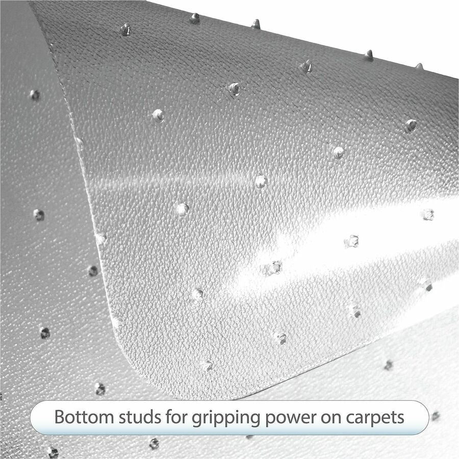 Lorell L-Workstation Medium-pile Chairmat - Carpeted Floor - 66" Length x 60" Width x 0.125" Thickness - Lip Size 12" Length x 20" Width - Vinyl - Clear - 1Each