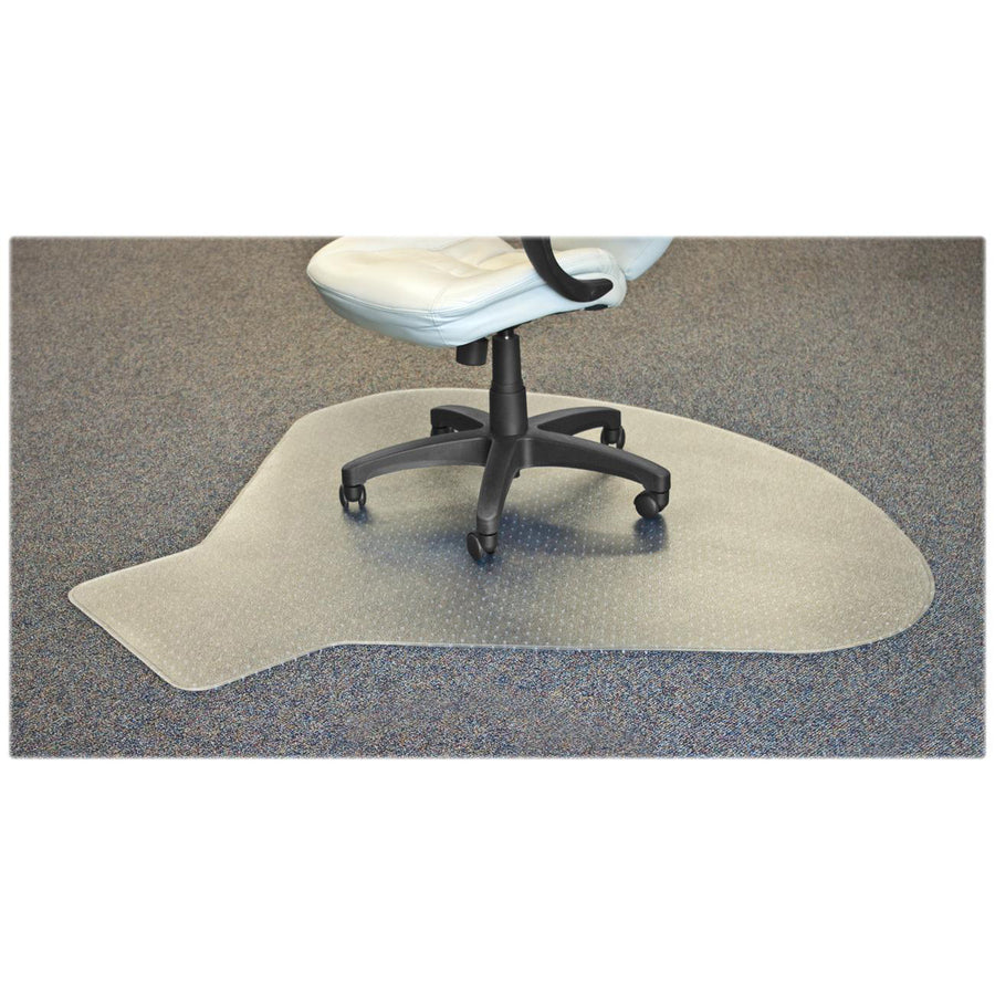 Lorell L-Workstation Medium-pile Chairmat - Carpeted Floor - 66" Length x 60" Width x 0.125" Thickness - Lip Size 12" Length x 20" Width - Vinyl - Clear - 1Each - 