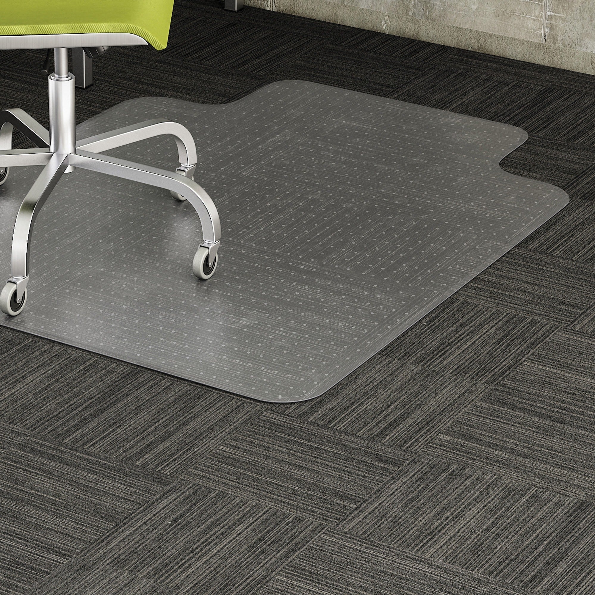 Lorell Wide Lip Low-pile Chairmat - Carpeted Floor - 53" Length x 45" Width x 0.122" Thickness - Lip Size 12" Length x 25" Width - Vinyl - Clear - 1Each - 