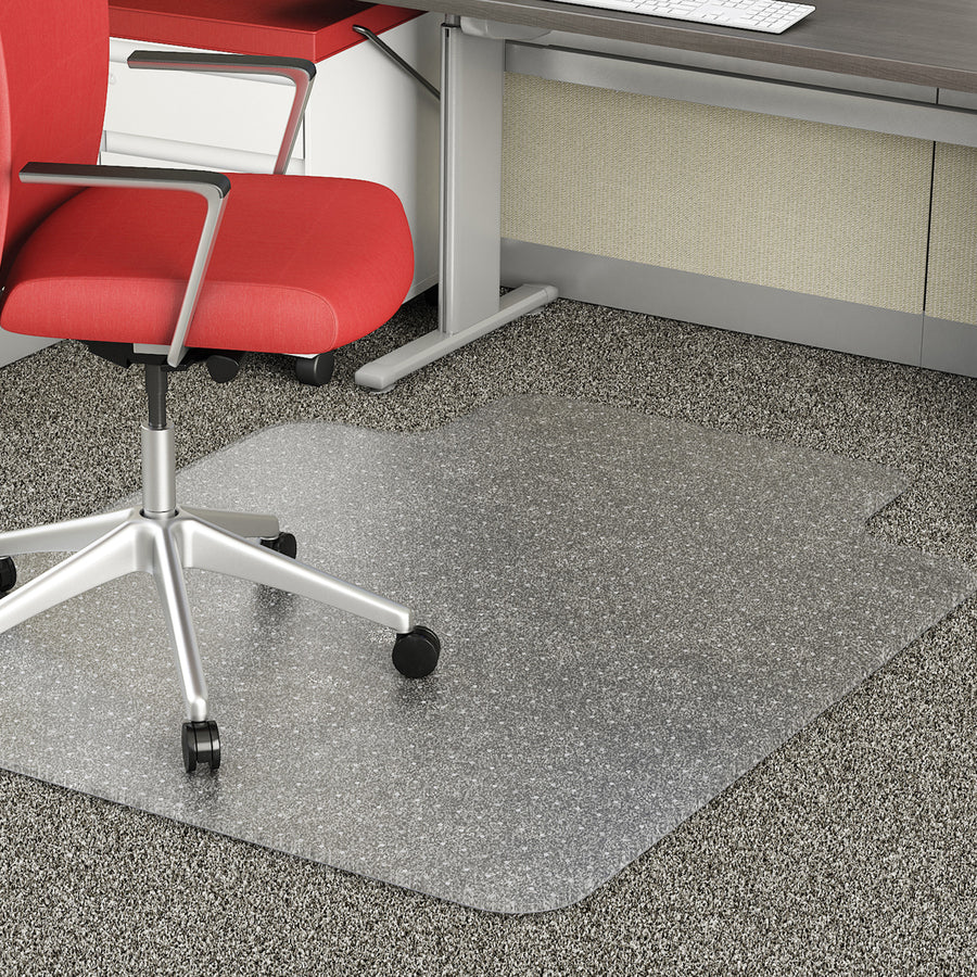 Lorell Wide Lip Low-pile Chairmat - Carpeted Floor - 53" Length x 45" Width x 0.122" Thickness - Lip Size 12" Length x 25" Width - Vinyl - Clear - 1Each - 