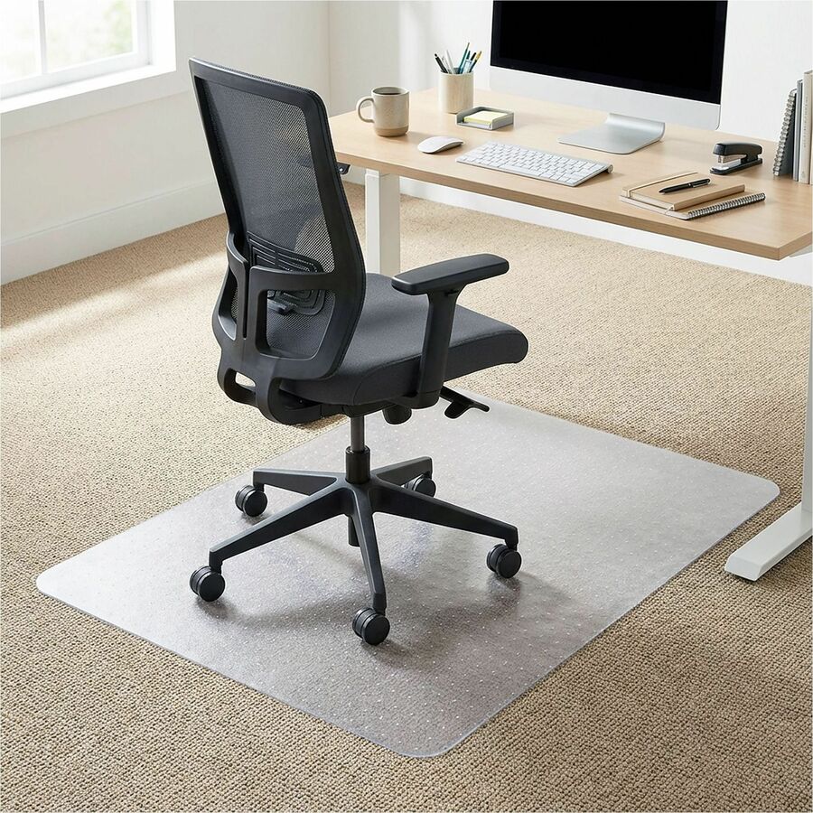 Lorell Low-Pile Chairmat - Carpeted Floor - 60" Length x 46" Width x 0.122" Thickness - Rectangular - Vinyl - Clear - 1Each