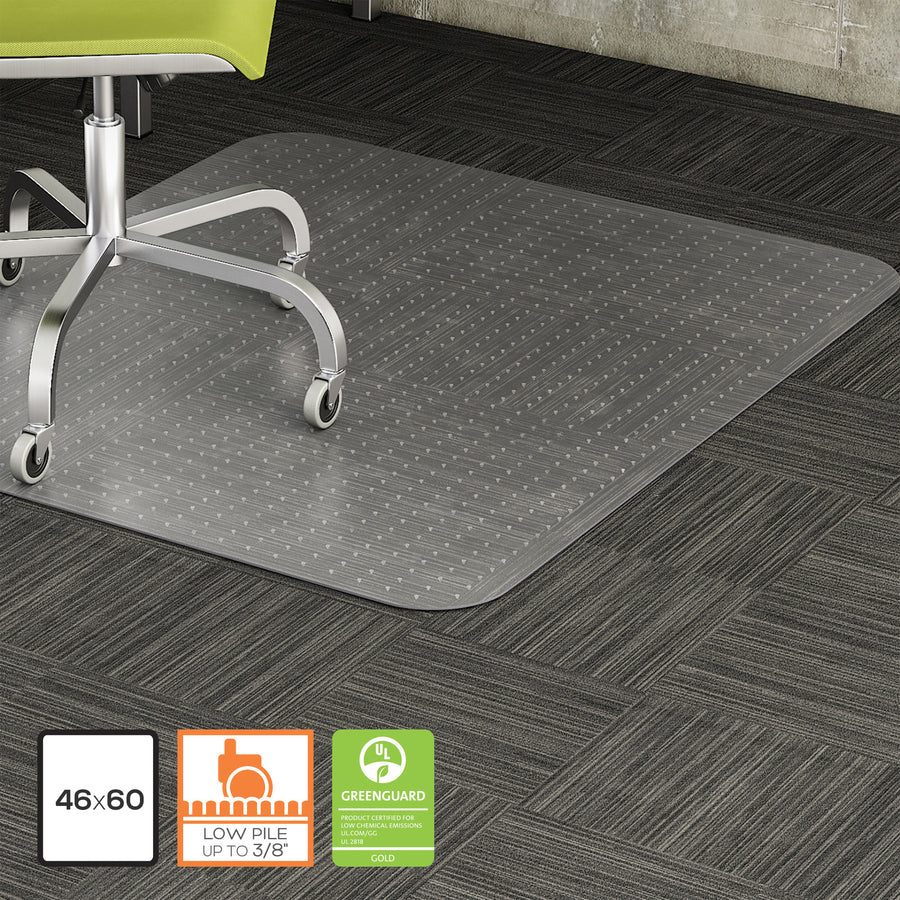 Lorell Low-Pile Chairmat - Carpeted Floor - 60" Length x 46" Width x 0.122" Thickness - Rectangular - Vinyl - Clear - 1Each - 