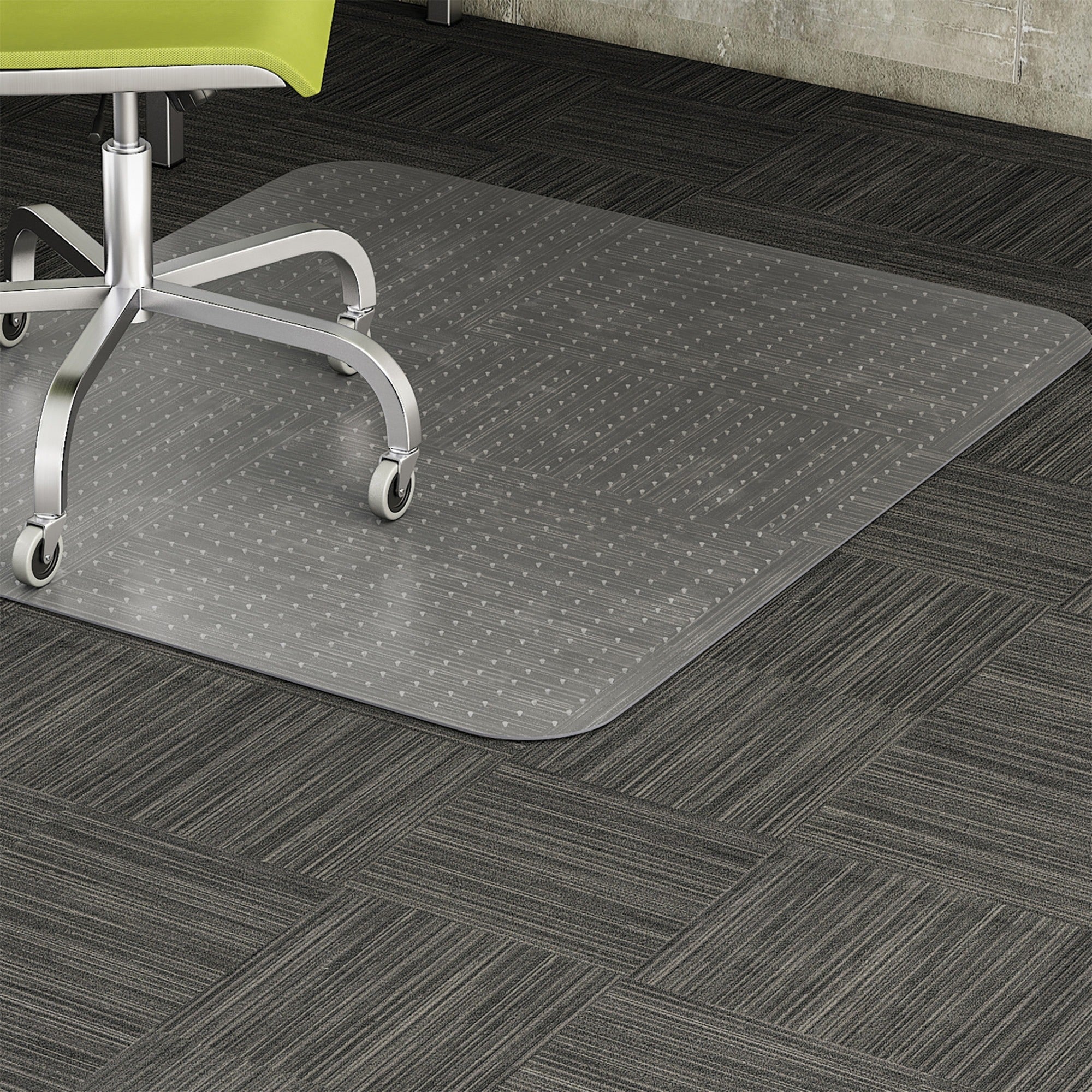 Lorell Low-Pile Chairmat - Carpeted Floor - 60" Length x 46" Width x 0.122" Thickness - Rectangular - Vinyl - Clear - 1Each - 