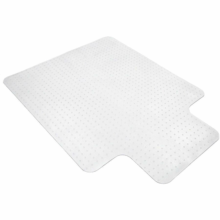 Lorell Plush-pile Wide-Lip Chairmat - Carpeted Floor - 53" Length x 45" Width x 0.173" Thickness - Lip Size 12" Length x 25" Width - Vinyl - Clear - 1Each