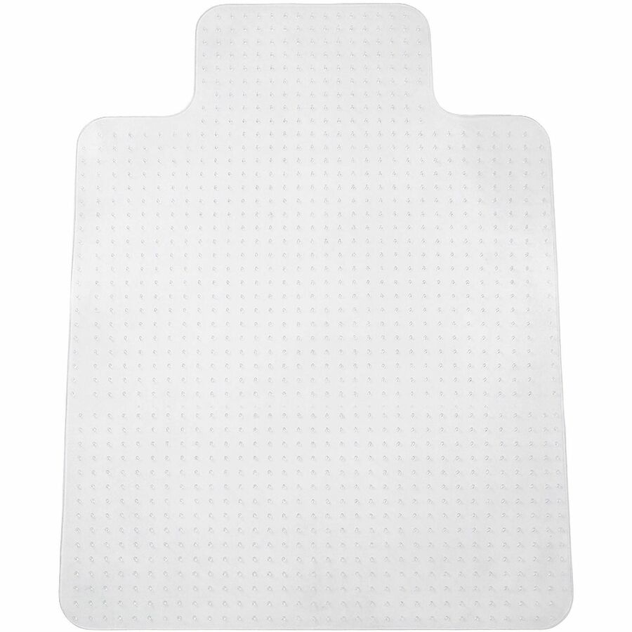 Lorell Plush-pile Wide-Lip Chairmat - Carpeted Floor - 53" Length x 45" Width x 0.173" Thickness - Lip Size 12" Length x 25" Width - Vinyl - Clear - 1Each