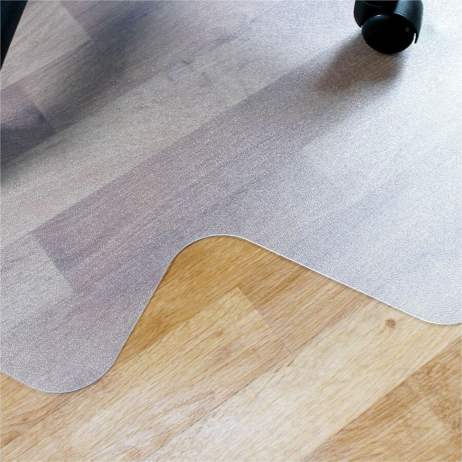 Lorell Wide Lip Chairmat - Hard Floor, Wood Floor, Vinyl Floor, Tile Floor - 53" Length x 45" Width x 0.095" Thickness - Lip Size 12" Length x 25" Width - Vinyl - Clear - 1Each