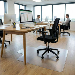 Lorell Wide Lip Chairmat - Hard Floor, Wood Floor, Vinyl Floor, Tile Floor - 53" Length x 45" Width x 0.095" Thickness - Lip Size 12" Length x 25" Width - Vinyl - Clear - 1Each