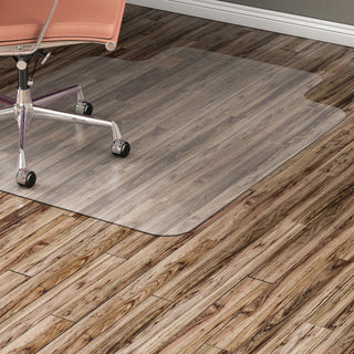 Lorell Wide Lip Chairmat - Hard Floor, Wood Floor, Vinyl Floor, Tile Floor - 60" Length x 46" Width x 0.095" Thickness - Lip Size 12" Length x 25" Width - Vinyl - Clear - 1Each