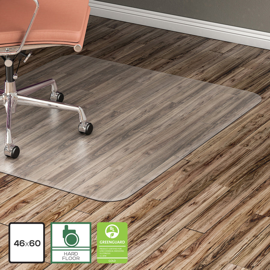 Lorell Chairmat - Hard Floor, Wood Floor, Vinyl Floor, Tile Floor - 60" Length x 46" Width x 0.095" Thickness - Rectangular - Vinyl - Clear - 1Each - 