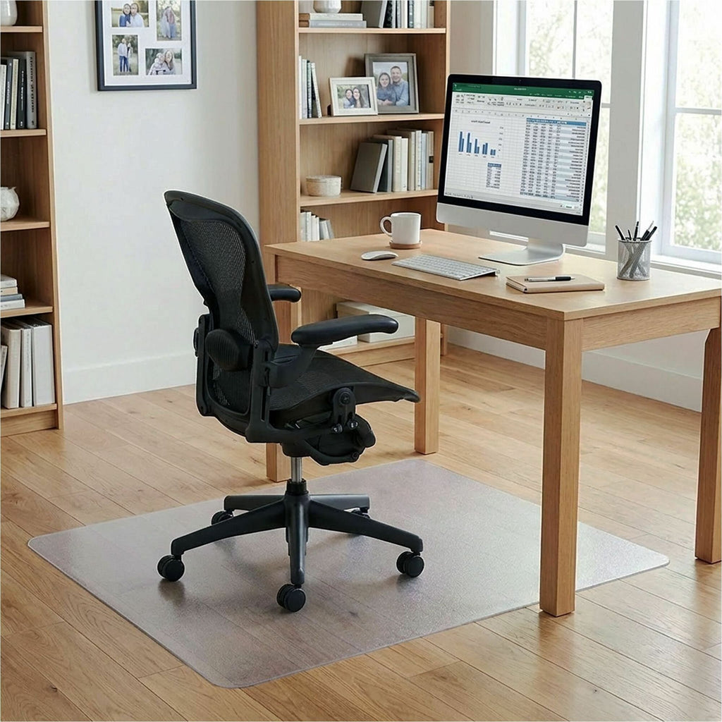 Lorell Chairmat - Hard Floor, Wood Floor, Vinyl Floor, Tile Floor - 60" Length x 46" Width x 0.095" Thickness - Rectangular - Vinyl - Clear - 1Each