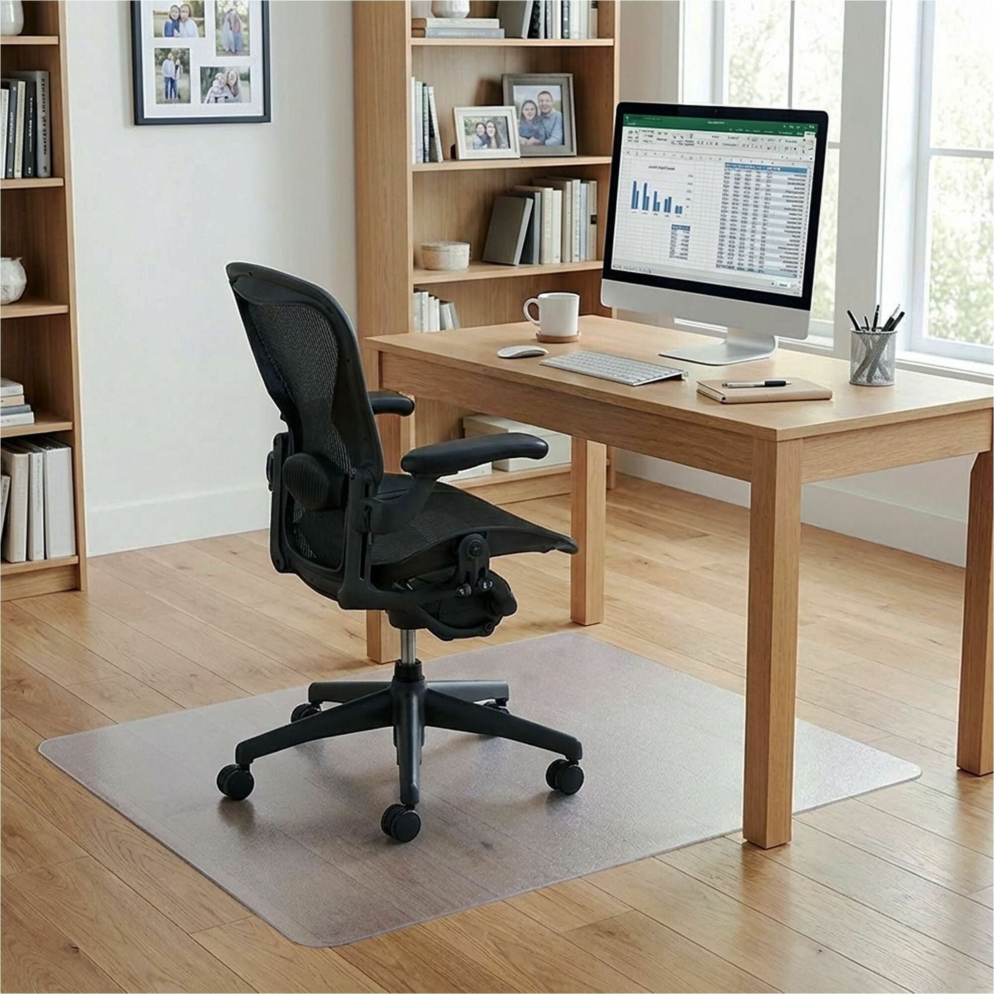 Lorell Chairmat - Hard Floor, Wood Floor, Vinyl Floor, Tile Floor - 60" Length x 46" Width x 0.095" Thickness - Rectangular - Vinyl - Clear - 1Each