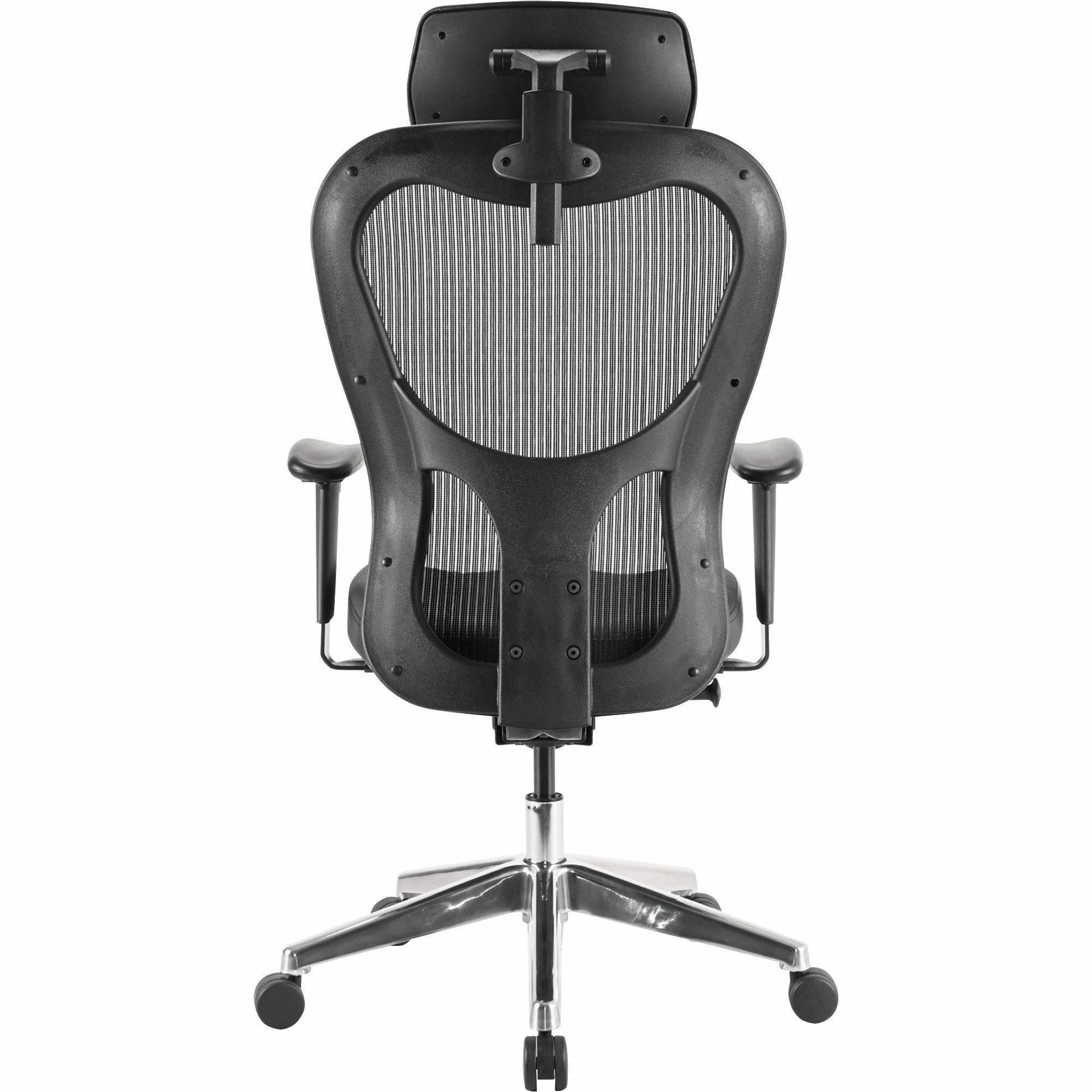 Lorell Elevate Mesh High-Back Executive Office Chair - Black Leather Seat - Aluminum Frame - 5-star Base - 1 Each - 