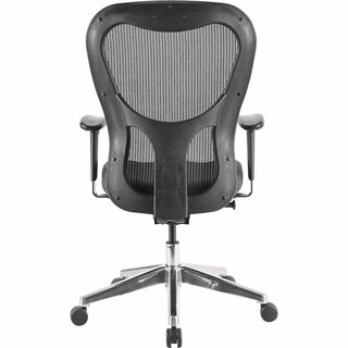 Lorell Elevate Mesh Mid-Back Office Chair - Black Leather Seat - Aluminum Frame - 5-star Base - 1 Each