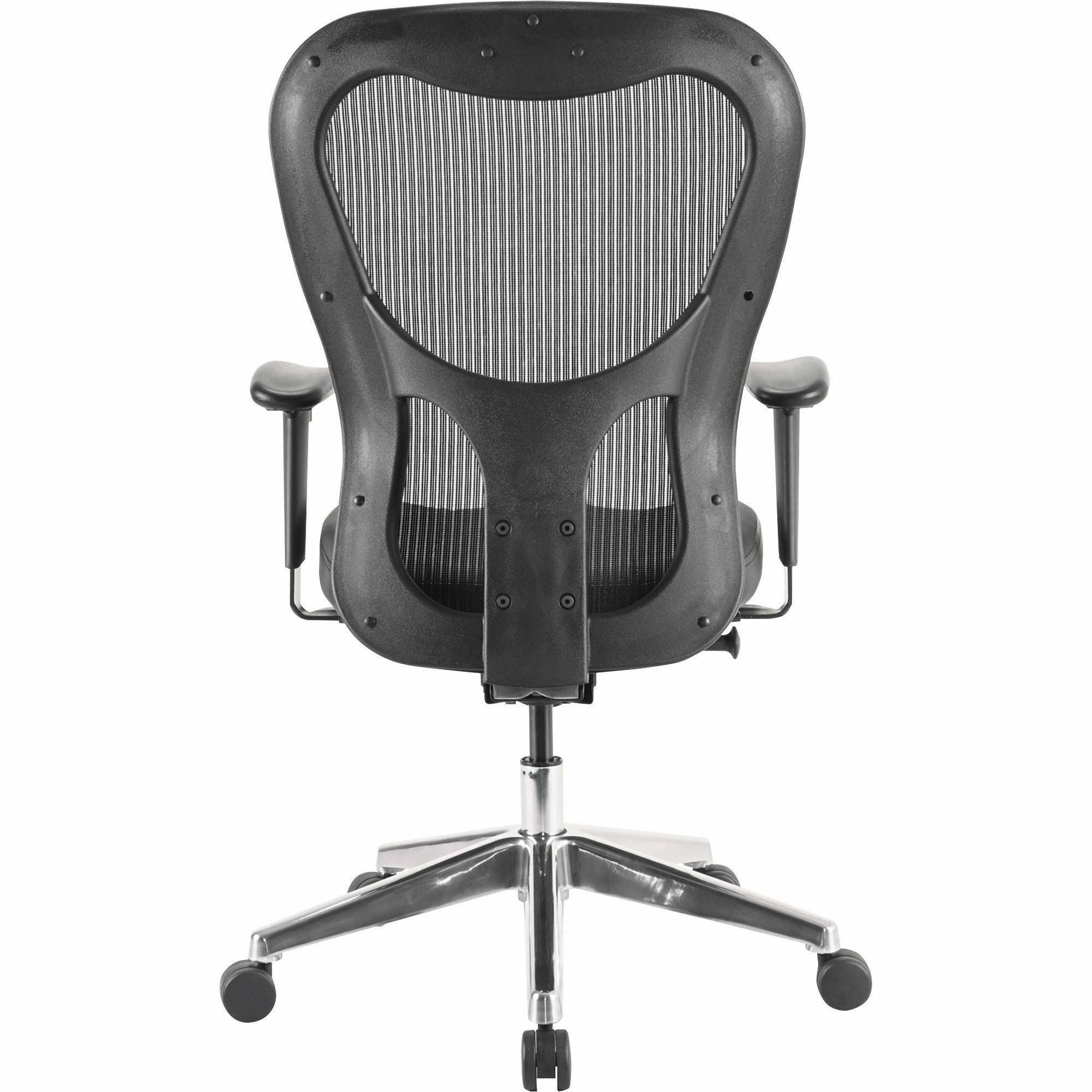 Lorell Elevate Mesh Mid-Back Office Chair - Black Leather Seat - Aluminum Frame - 5-star Base - 1 Each - 