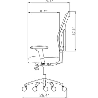 Lorell Elevate Mesh Mid-Back Office Chair - Black Leather Seat - Aluminum Frame - 5-star Base - 1 Each