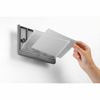 DURABLE CLICK SIGN with Cubicle Panel Pins - 2-1/8" x 5-7/8" - 2 Pins - Anti-glare - Acrylic, Aluminum - Updateable - Graphite - 1 Pack