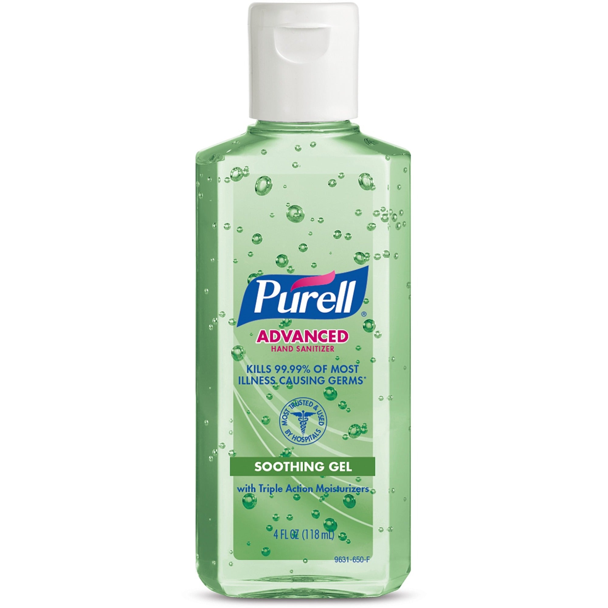 PURELL Advanced Hand Sanitizer Gel - Floral Scent - 4 fl oz (118.3 mL) - Squeeze Bottle Dispenser - Kill Germs - Hand - Moisturizing - Green - Non-sticky, Residue-free, Moisturizing - 1 Each