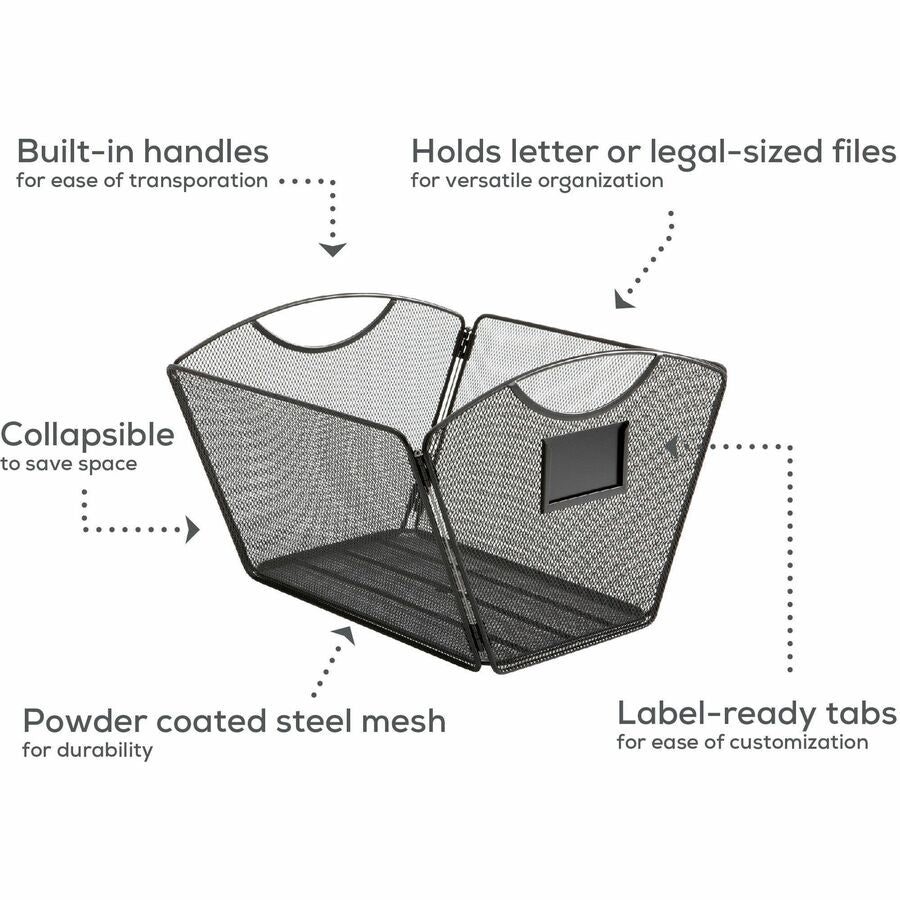 Onyx Mesh Desktop Tub File, Letter Files, 12.5" x 13.75" x 9.5", Black