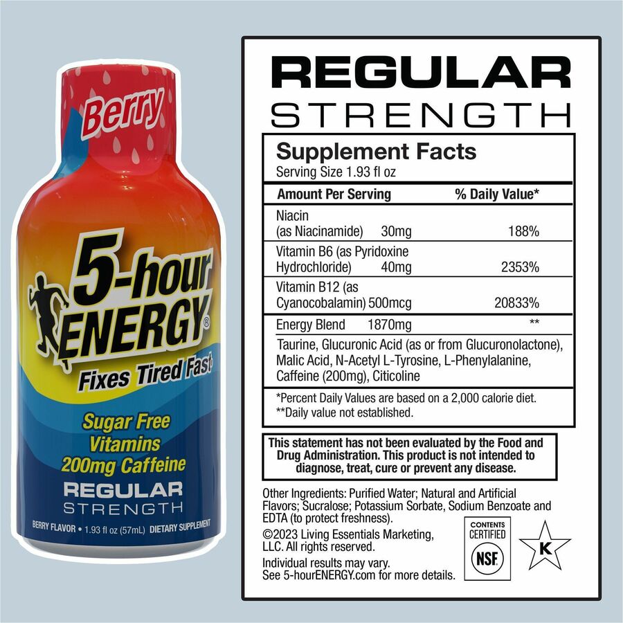 5-Hour Energy Berry Flavored Drink - 2 fl oz (59 mL) - 12 / Pack