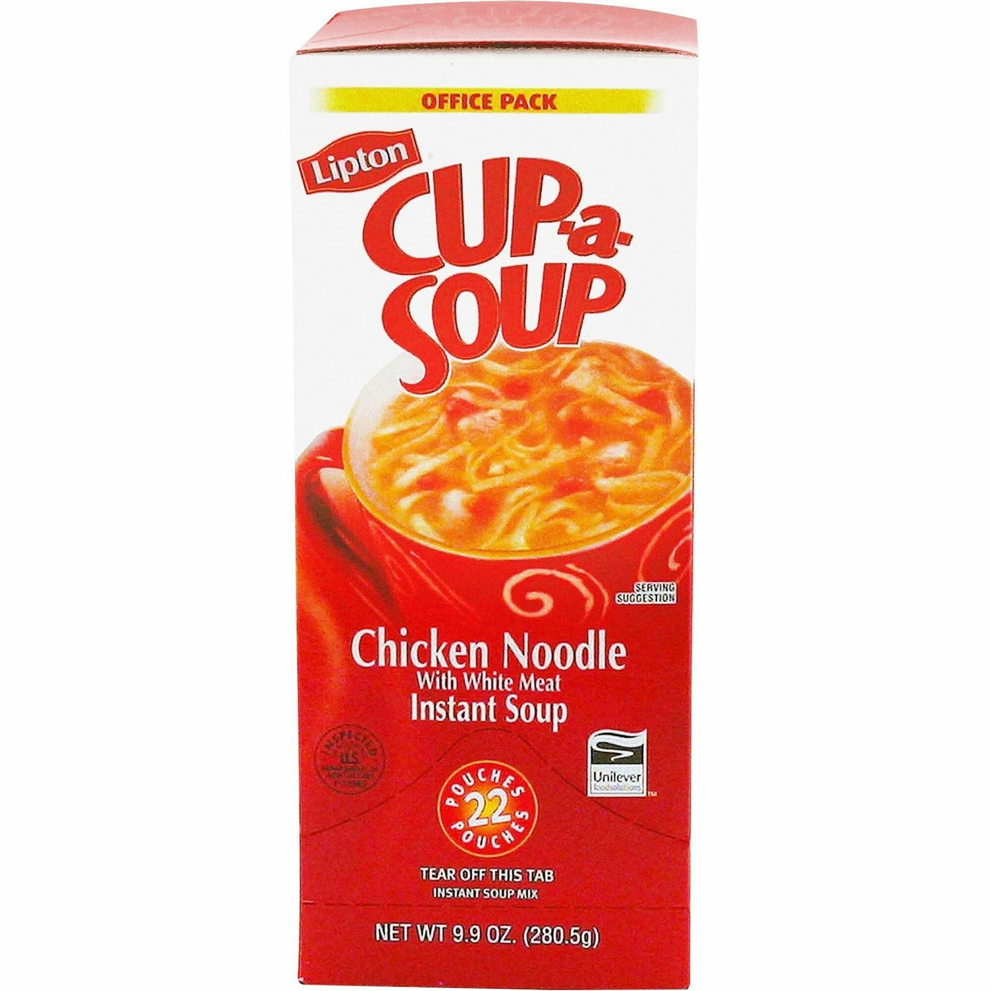Lipton Cup-a-Soup Chicken Noodle Instant Soup - Low Calorie - Cup - 1 Serving Cup - 0.45 oz - 22 / Box - 