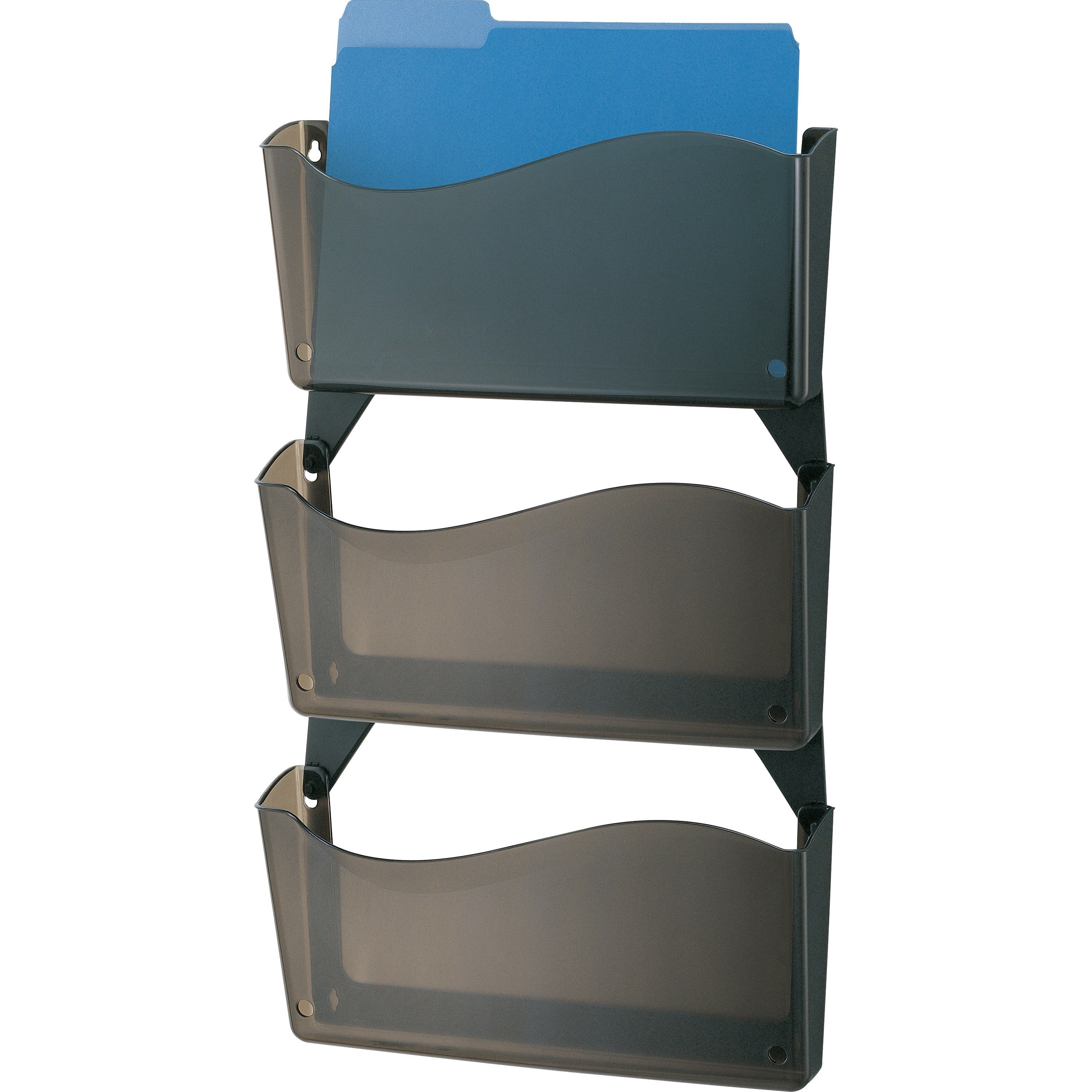 Officemate Unbreakable Wall Files - 26.5" Height x 13.3" Width x 3" Depth - Unbreakable - Smoke - Plastic - 3 / Box - 1