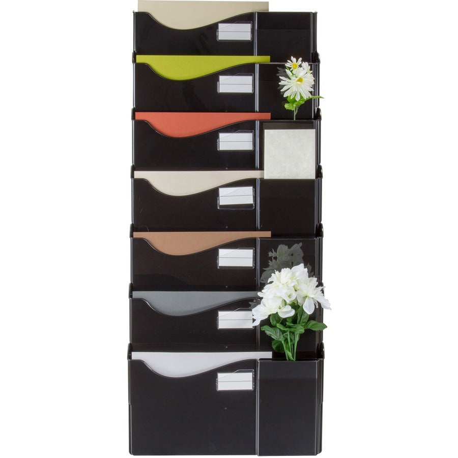 Officemate Grande Central Wall Filing System - 7 Pocket(s) - 38.3" Height x 16.6" Width x 4.8" Depth - Black - 1 / Pack