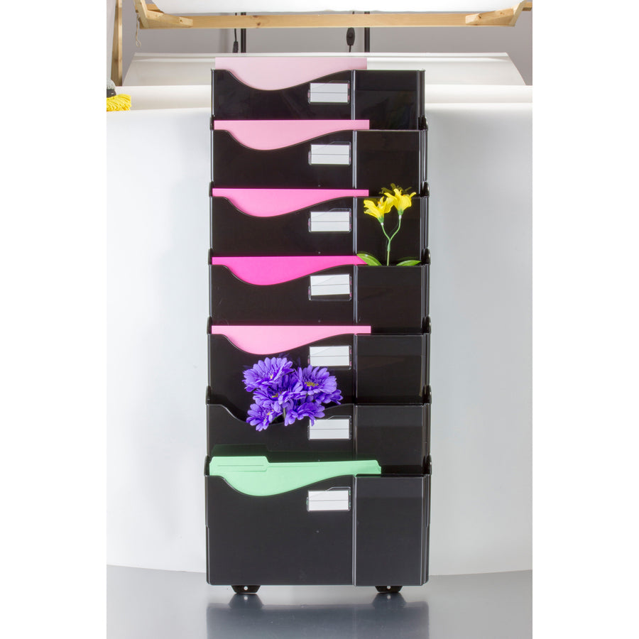 Officemate Grande Central Wall Filing System - 7 Pocket(s) - 38.3" Height x 16.6" Width x 4.8" Depth - Black - 1 / Pack - 
