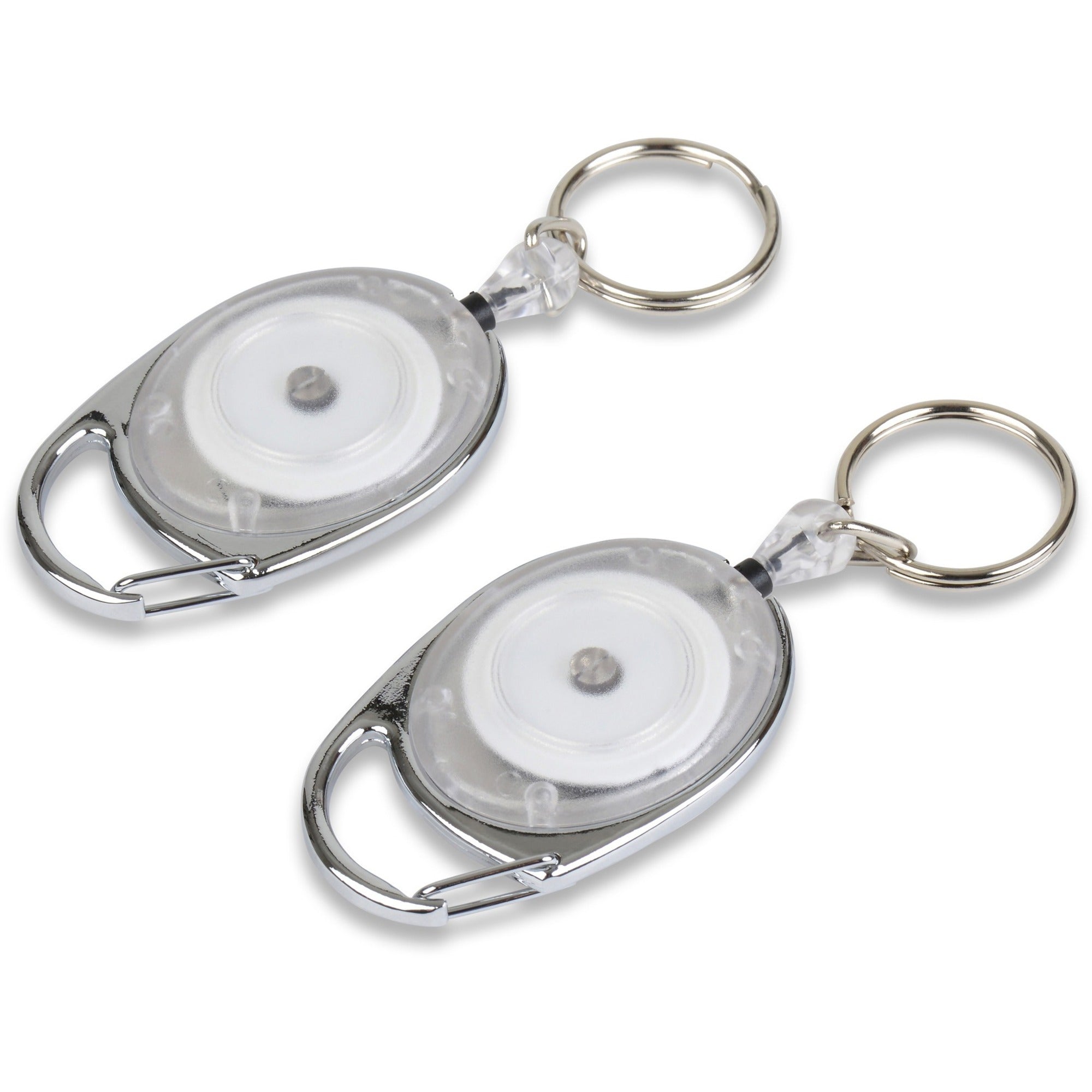 Tatco Reel Key Chain with Chrome Carabiner - 6 / Pack - Chrome - 