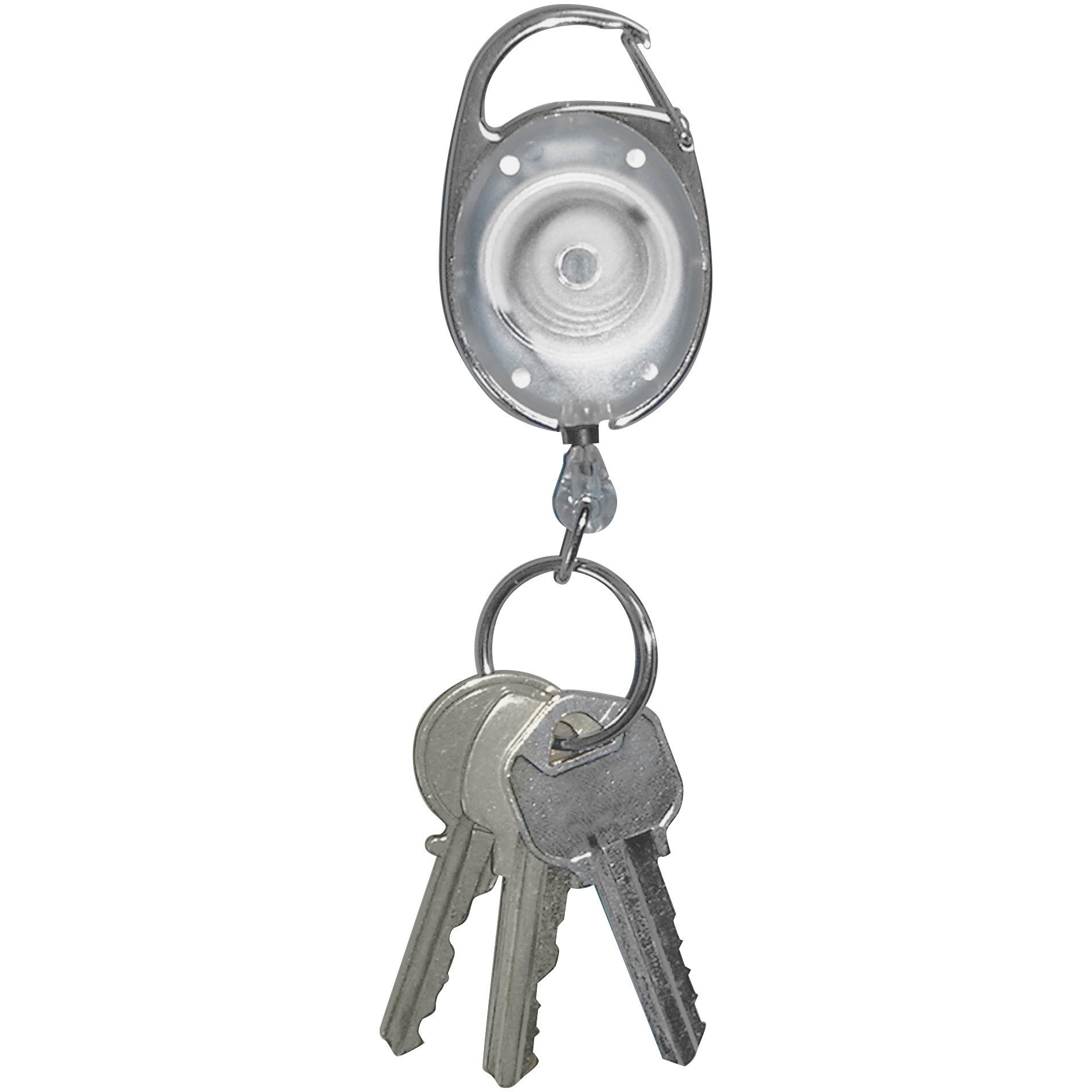 Tatco Reel Key Chain with Chrome Carabiner - 6 / Pack - Chrome - 