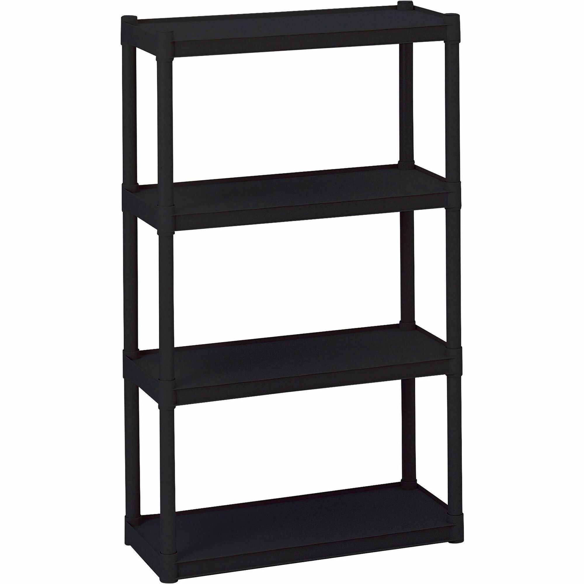 Rough n Ready Open Storage System, Four-Shelf, Injection-Molded Polypropylene, 32w x 13d x 54h, Black