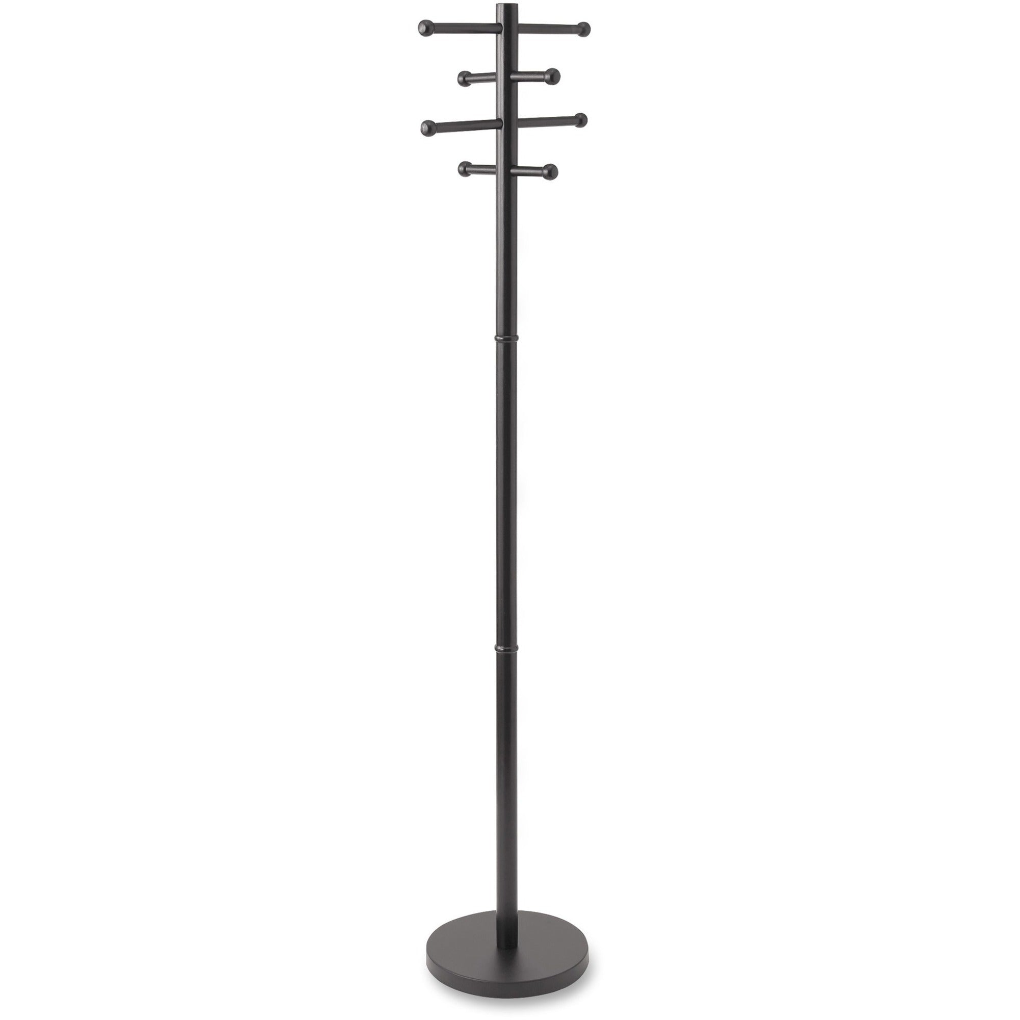 Advantus Wood Coat Tree - 8 Pegs - for Garment, Hat - Wood - Black - 1 Each - 