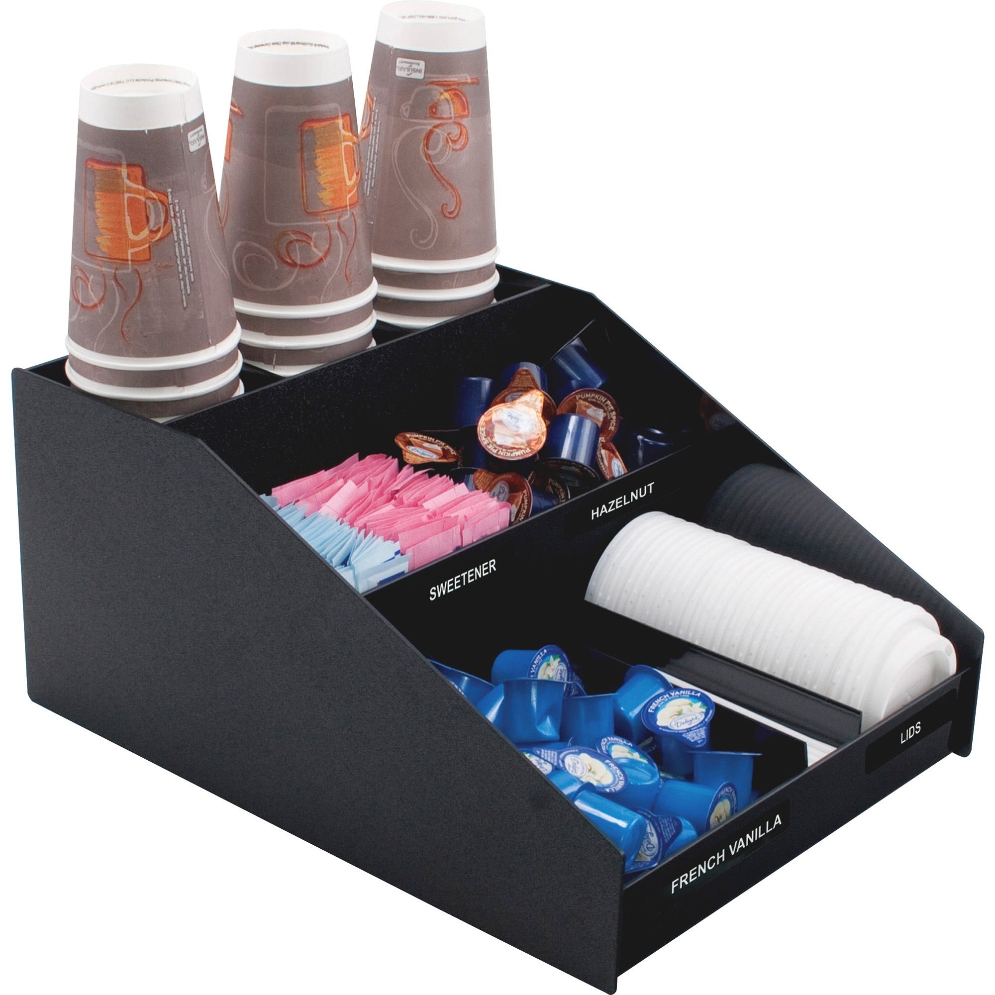 Horizontal Condiment Organizer, 9 Compartments, 12 x 16 x 7.5, Black
