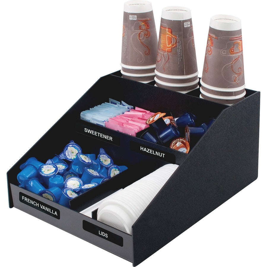 Horizontal Condiment Organizer, 9 Compartments, 12 x 16 x 7.5, Black