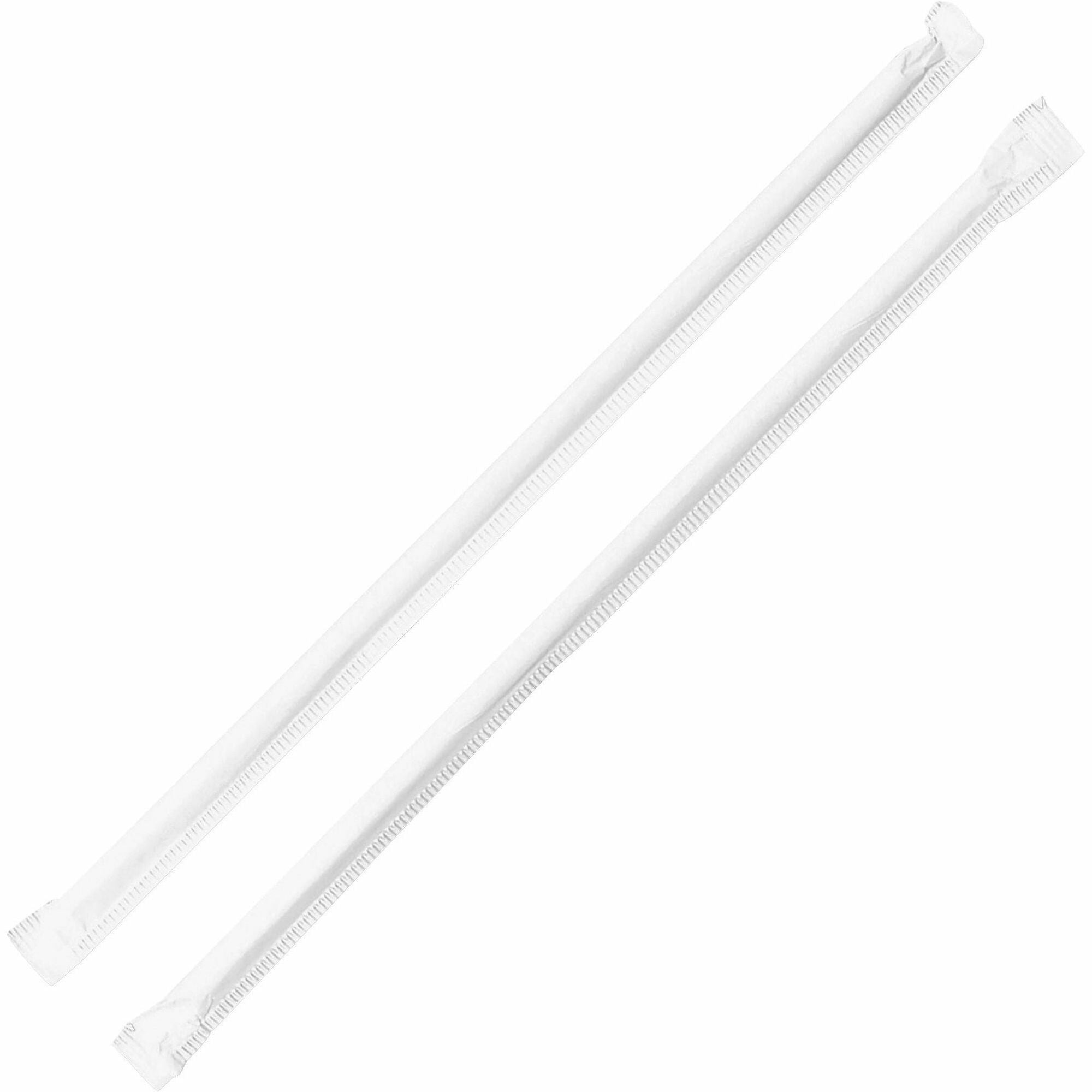 Genuine Joe Jumbo Translucent Straight Straws - 7.8" Length - 500 / Box - Clear - 