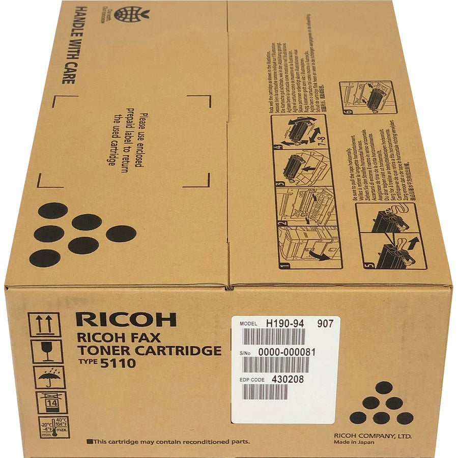 Ricoh Black Toner Cartridge - Laser - 10000 Page - Black