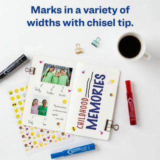 MARKS A LOT Regular Desk-Style Permanent Marker, Broad Chisel Tip, Assorted Colors, 4/Set (7905)