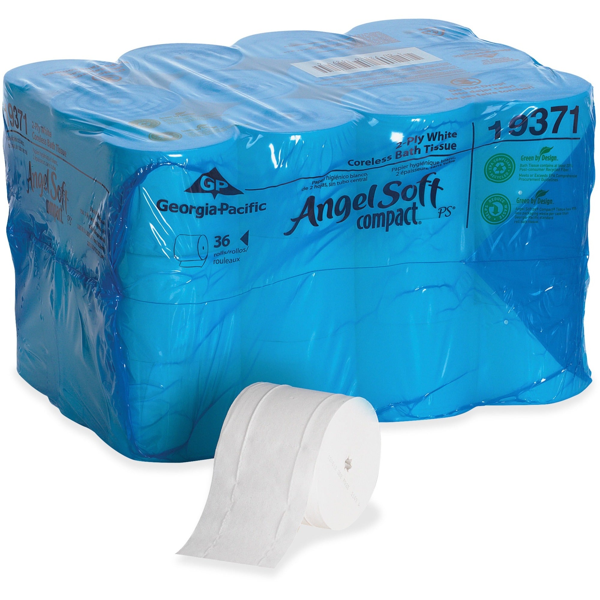 Angel Soft Professional Series Compact Premium Embossed Toilet Paper - 2 Ply - 3.85" x 4.05" - 750 Sheets/Roll - 4.75" Roll Diameter - 0.50" Core - White - Coreless, Embossed, Soft - For Bathroom - 36 Rolls Per Carton - 36 / Carton