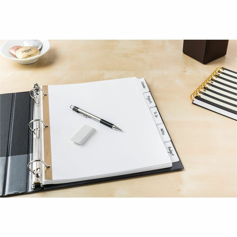 Write and Erase Big Tab Paper Dividers, 5-Tab, 11 x 8.5, White, White Tabs, 1 Set
