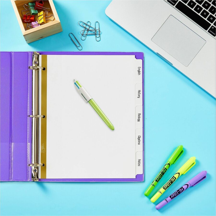 Write and Erase Big Tab Paper Dividers, 5-Tab, 11 x 8.5, White, White Tabs, 1 Set