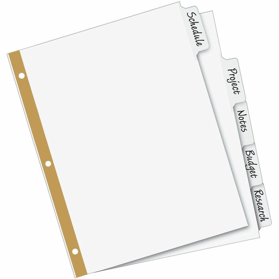 Write and Erase Big Tab Paper Dividers, 5-Tab, 11 x 8.5, White, White Tabs, 1 Set