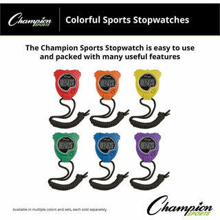 Water-Resistant Stopwatches, Accurate to 1/100 Second, Assorted Colors, 6/Box