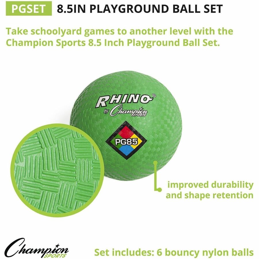 Playground Ball Set, 8.5" Diameter, Assorted Colors, 6/Set