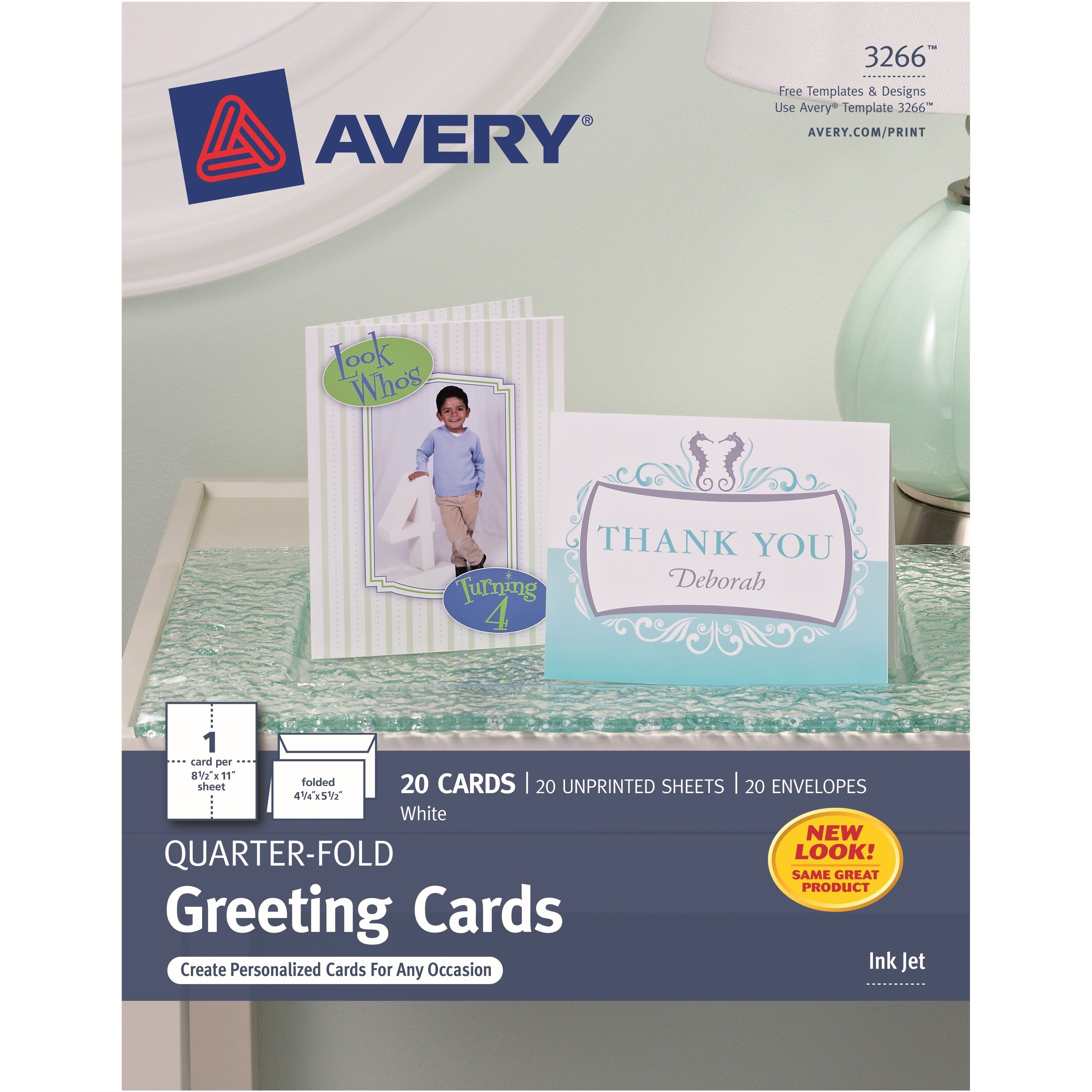 Avery Greeting Cards - 97 Brightness - 4 1/4" x 5 1/2" - Matte - 20 / Pack - Heavyweight - White - 